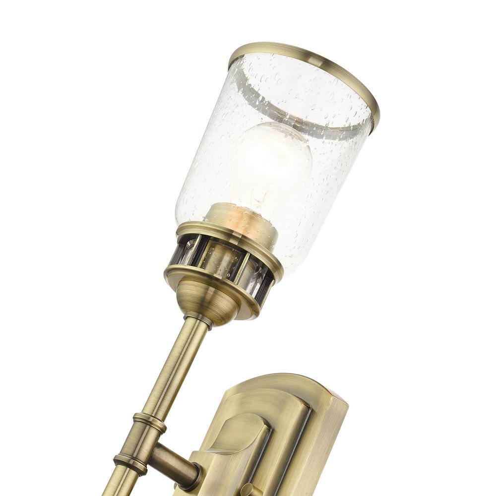 Antique Brass Seeded Glass 1-Light Sconce