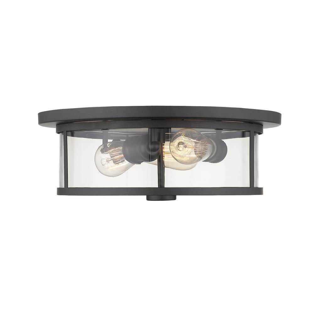 Bronze and Glass 15.75'' Flush Mount Ceiling Light