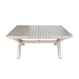 Champagne Extend Aluminum Table For 6-8 Persons, with Umbrella Hole For Garden, Backyard, Outdoor Buffet