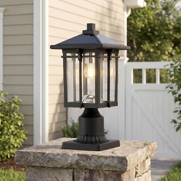 Byteany 16 in. 1-Light Black Aluminum Dusk to Dawn Solar Outdoor