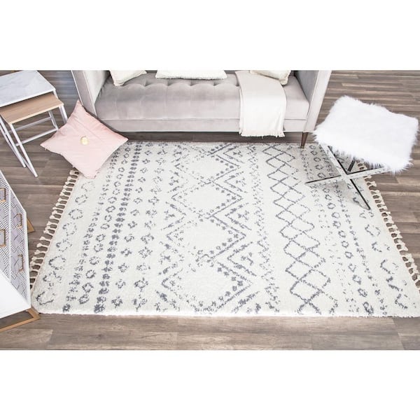 Mason Shag Shadow White 8 ft. x 10 ft. Area Rug