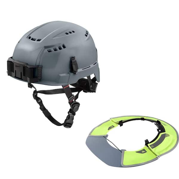 BOLT Gray Type 2 Class C Vented Safety Helmet W/BOLT Tinted Brim High Visibility Visor with 360-Degree UV Protection