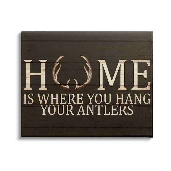 Stupell Industries Home's Where You Hang Antlers Rustic Hunting Phrase By Kim Allen Unframed Print Typography Wall Art 24 in. x 30 in.