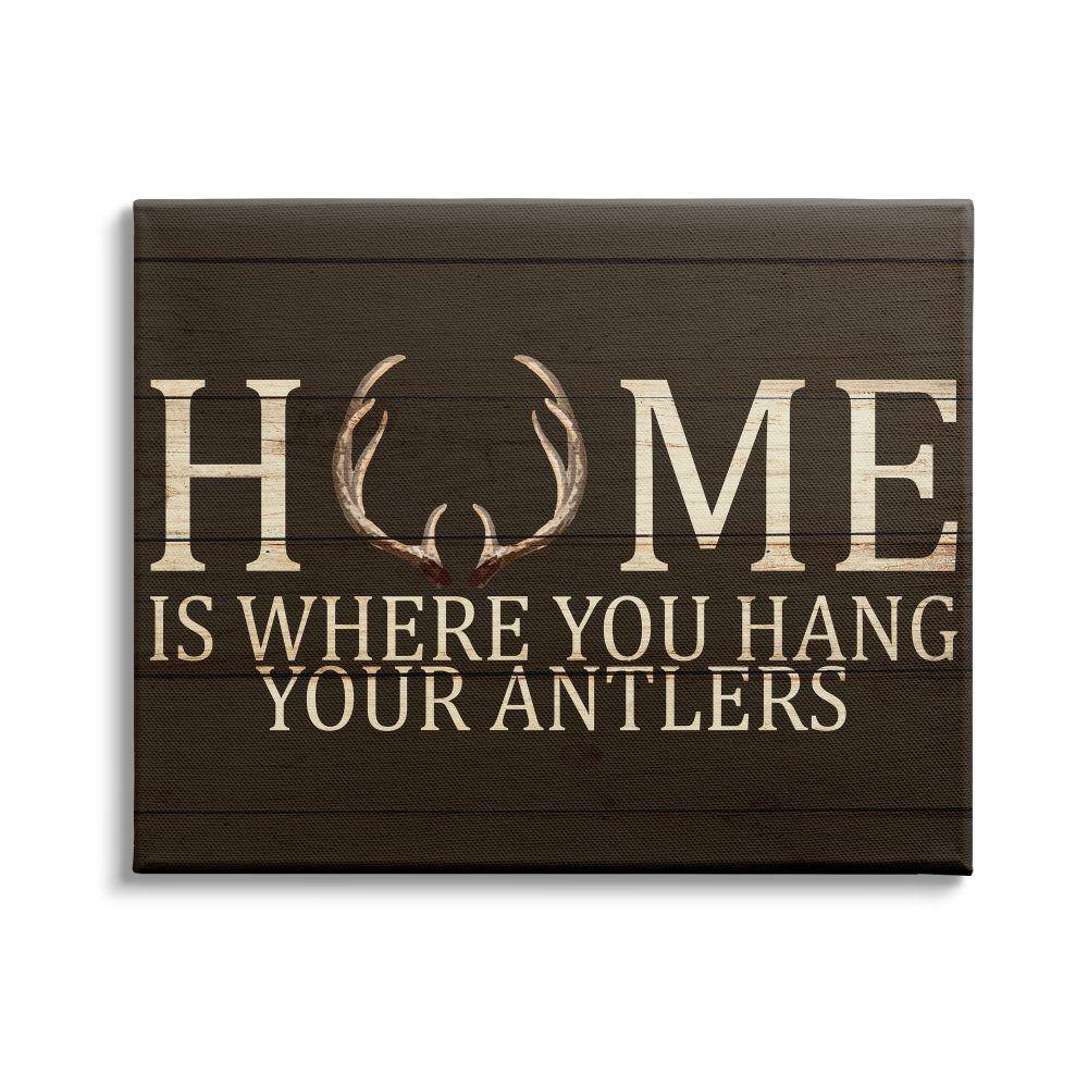 Home's Where You Hang Antlers Rustic Hunting Phrase By Kim Allen Unframed Print Typography Wall Art 36 in. x 48 in. price history on PriceWatchPro