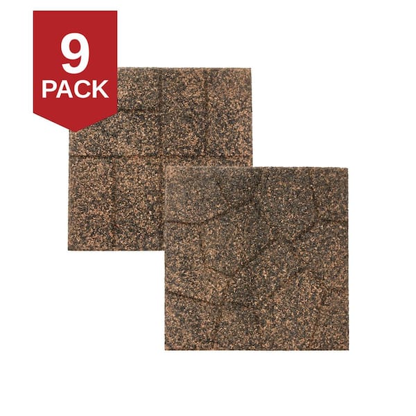 16 in. x 16 in. x 3/4 in. Black/Tan Blended Dual-Sided Rubber Paver (9-Pack)