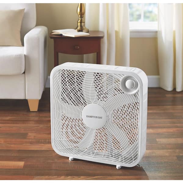 Hampton Bay 20 in. 3-Speed Indoor Box Fan in White FB50-16H - The Home Depot