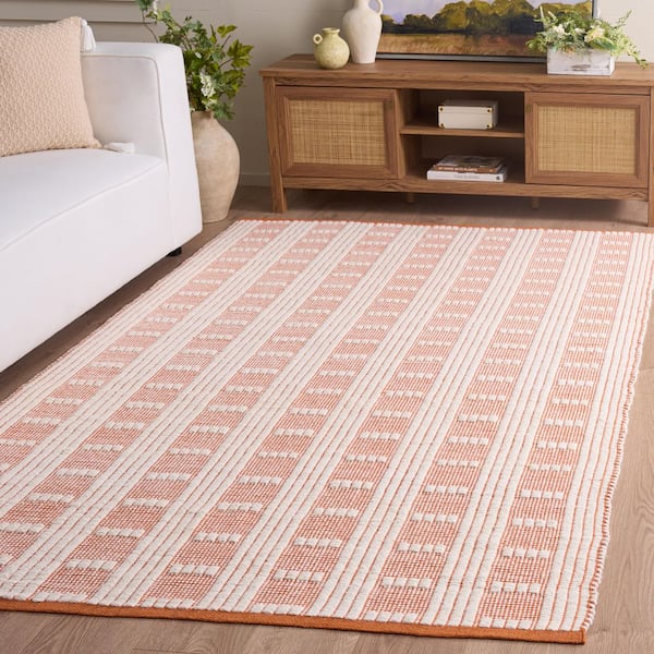 Vermont 9 ft. x 12 ft. Orange/Ivory Striped Lattice Area Rug