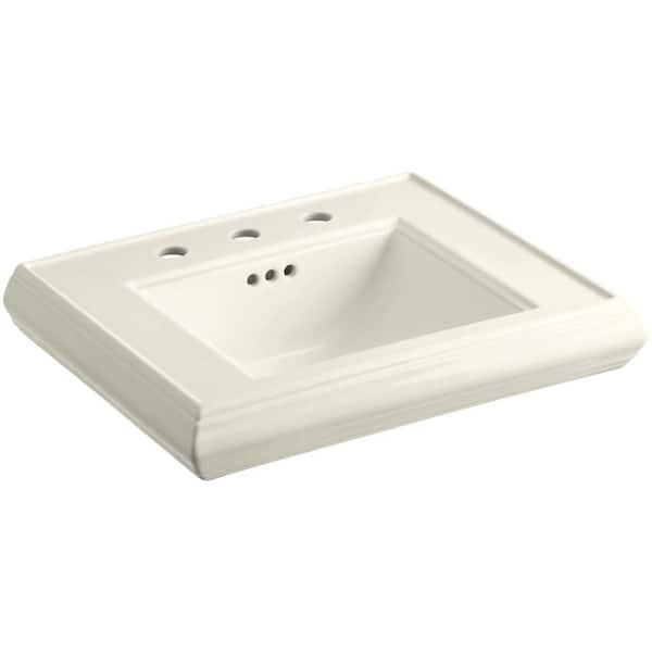 KOHLER Memoirs 24 in. Ceramic Pedestal Sink Basin in Biscuit with Overflow Drain