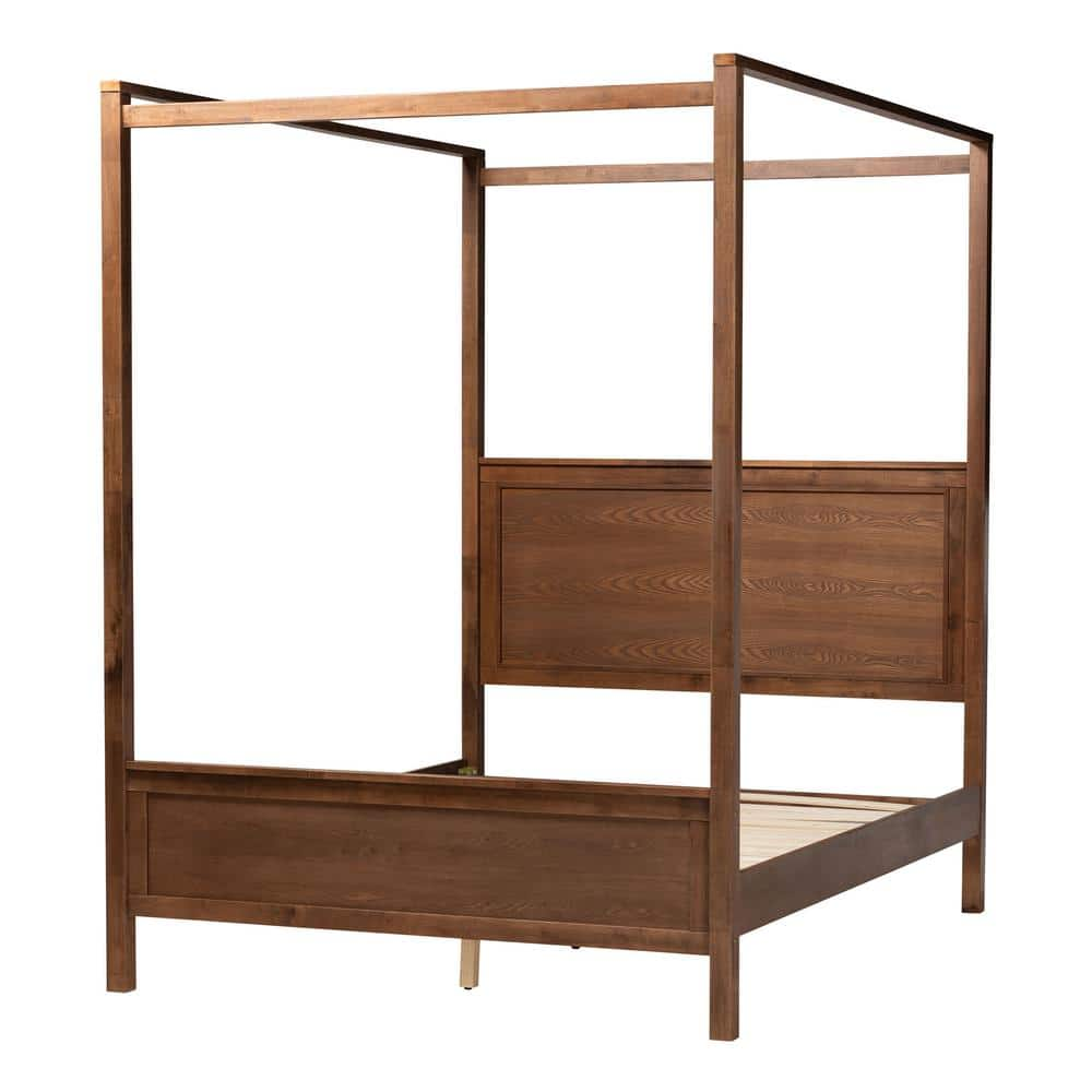 Baxton Studio Veronica Walnut Brown King Platform Canopy Bed 165-10719-HD -  The Home Depot