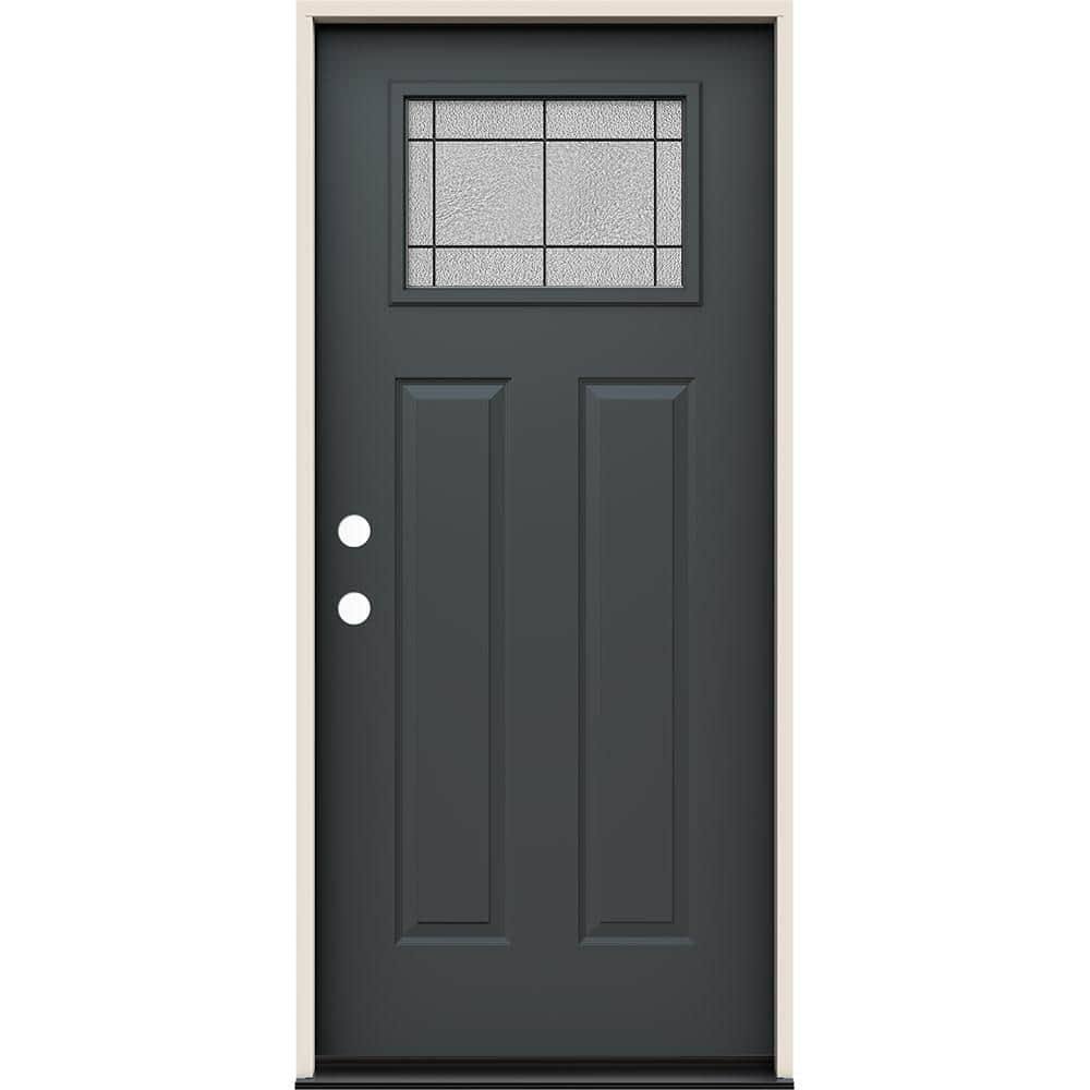 36 in. x 80 in. Right-Hand Craftsman Dilworth Decorative Glass Marine Steel Prehung Front Door price history on PriceWatchPro
