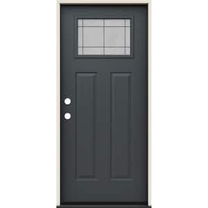 36 in. x 80 in. Right-Hand Craftsman Dilworth Decorative Glass Marine Steel Prehung Front Door