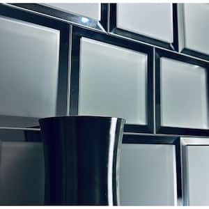 Reflections Blue 8 in. x 8 in. Beveled Matte Glass Mirror Subway Wall Tile (24 sq. ft./Case)