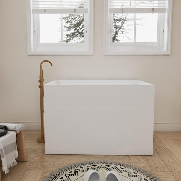 39.3 in. x 27.5 in. Acrylic Flatbottom Freestanding Bathtub Soaking Bathtub in White