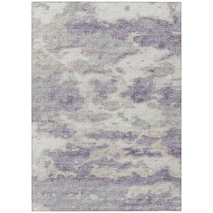 Accord Purple 10 ft. x 14 ft. Abstract Indoor/Outdoor Washable Area Rug
