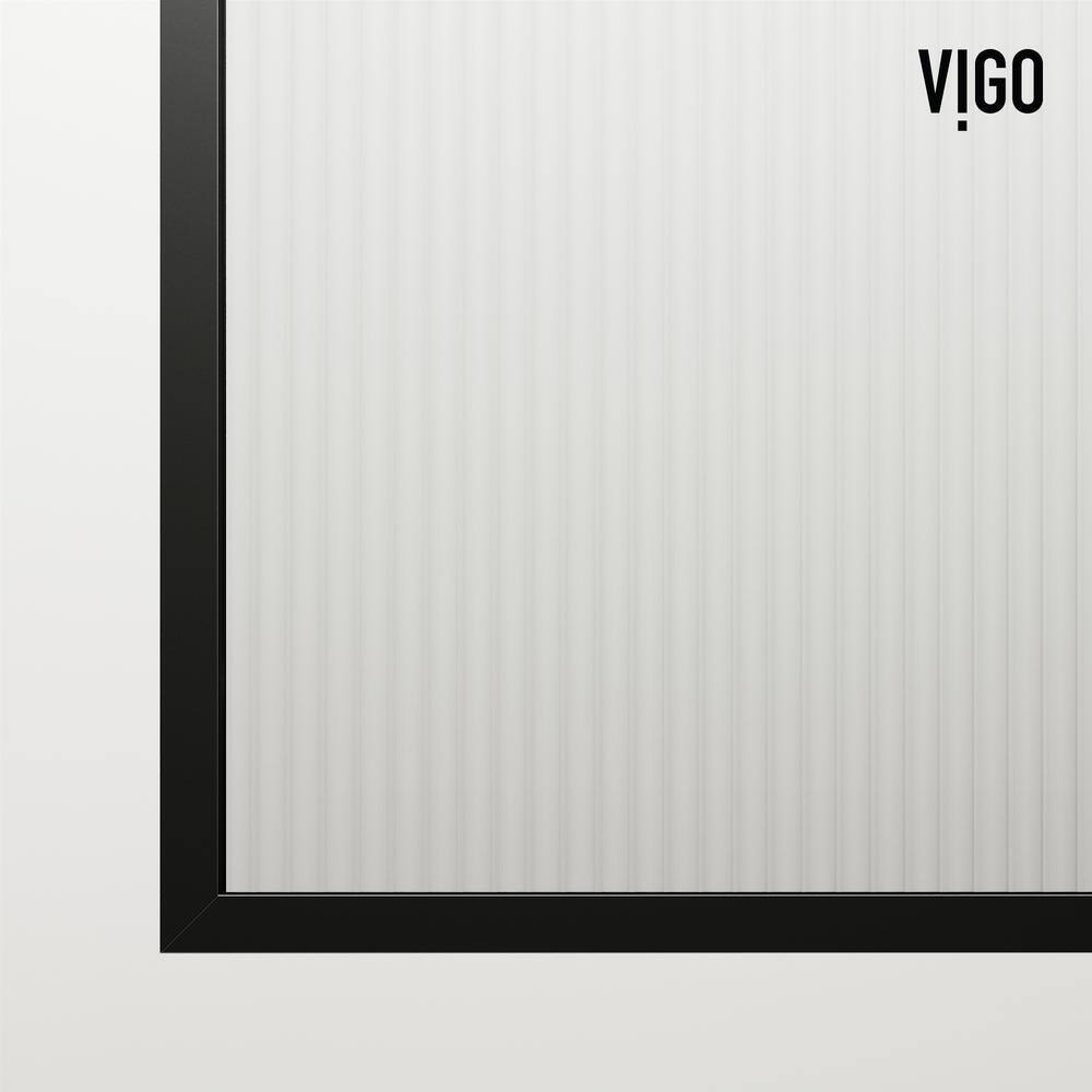 Zenith 34" Matte Black Frameless Fluted Glass Shower Screen