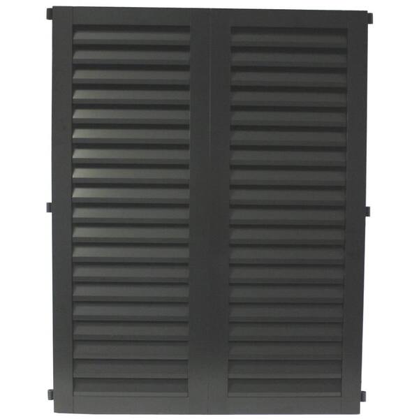 POMA 36 in. x 57.75 in. Black  Colonial Louvered Hurricane Shutters Pair