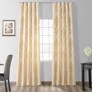 Magdelena Champaign/Beige Jacquard Faux Silk Rod Pocket Room Darkening Curtain - 50 in. W x 96 in. L (1 Panel)