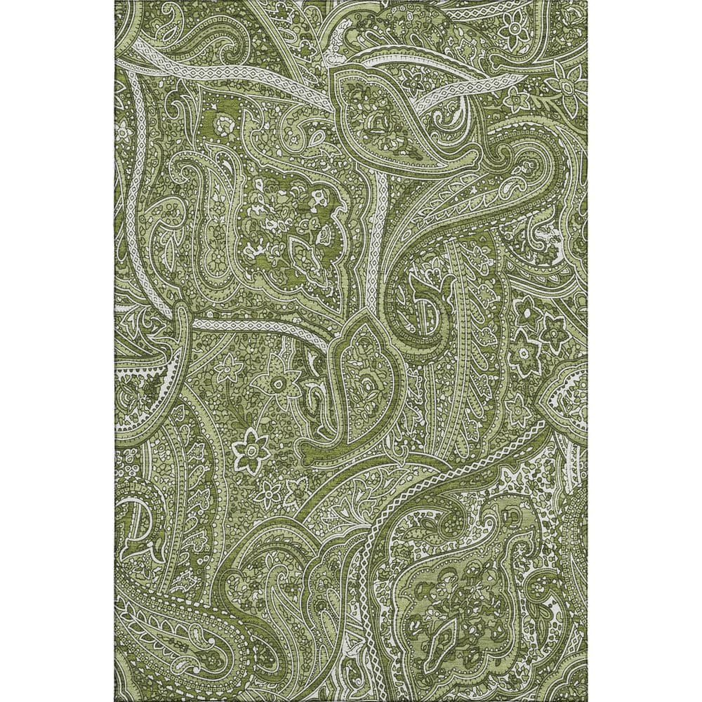 Red Rectangular Washable Synthetic Paisley Rug 3' x 5'
