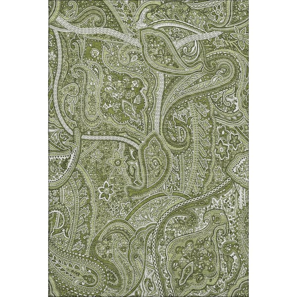 Addison Rugs Mayfield Premium Machine Washable Indoor/Outdoor Geometric AMF623 Green 5 ft. x 7 ft. 6 in. Area Rug