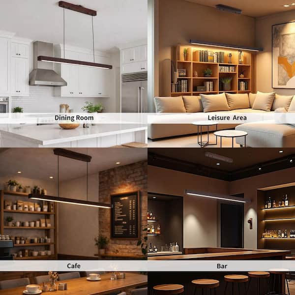 MODERN HABITAT 51 in. Integrated LED Walnut Wood Modern Linear