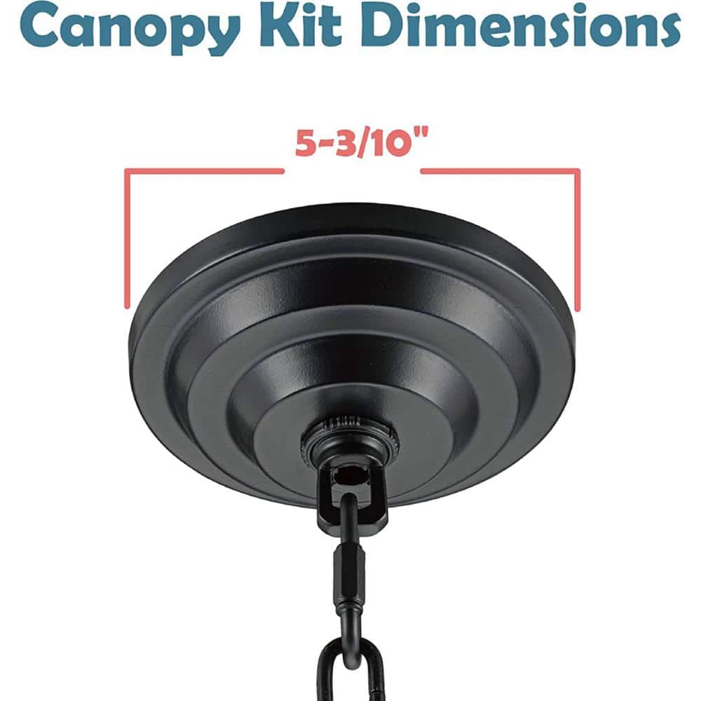 Matte Black Steel Chandelier Fixture Canopy Kit with Heavy Chain