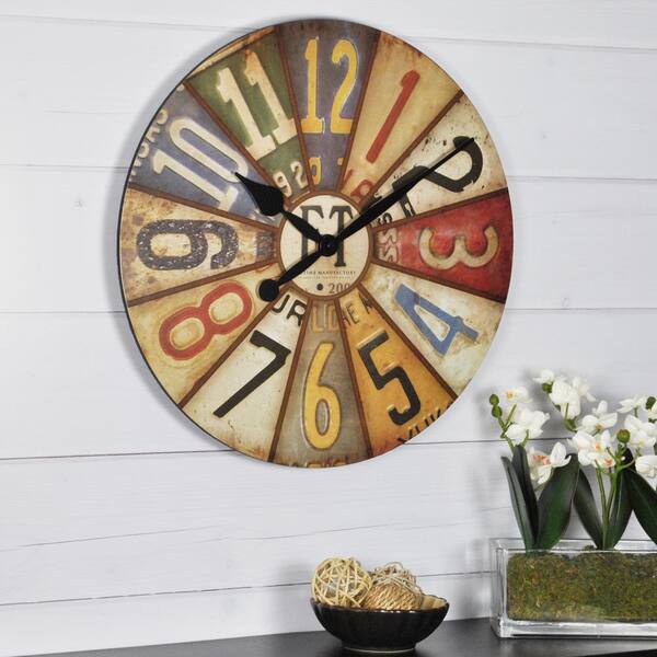 FirsTime 15.5 in. Round Vintage Plates Wall Clock