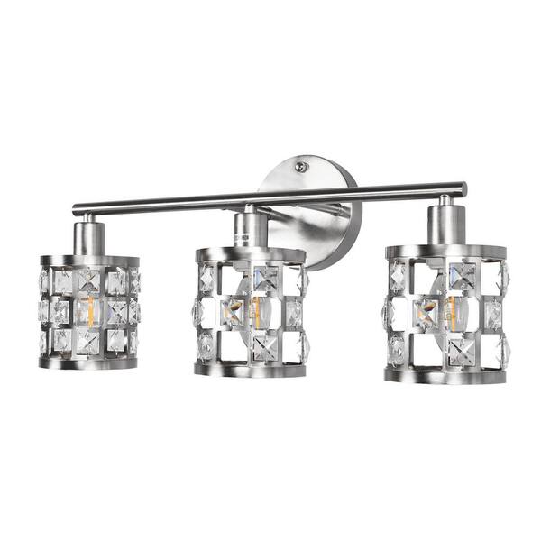 Briignite 19.88 in. 3-Light Brushed Nickel Modern Industrial Bathroom ...