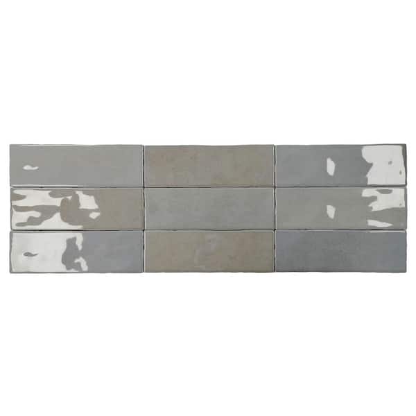 EMSER TILE Passion Gris 3 in. x 8 in. Glossy Porcelain Wall Tile (3.92 sq. ft./Case)