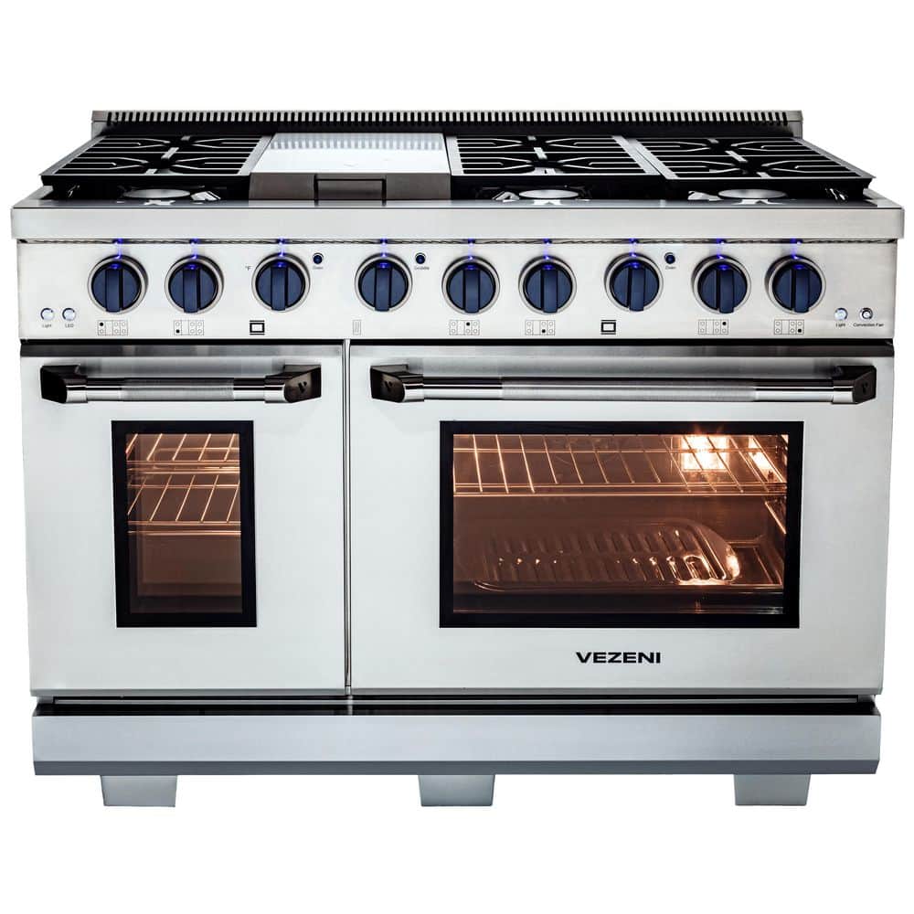 VEZENI Randolph 48 in. 7-Burners Plus Griddle Natural Gas Range