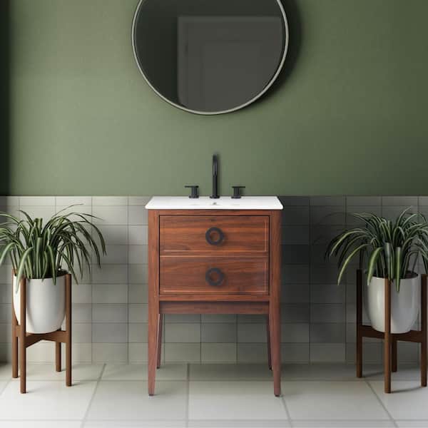 Corbin 23.31 in. Modern Classic 1-Drawer Bath Vanity Cabinet without Top in Walnut