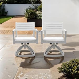 Aluminum Outdoor Rocking Chair with Sunbrella Biege Cushion, Can Rotate 360° and Rock Slightly Back and Forth (2-Pack)