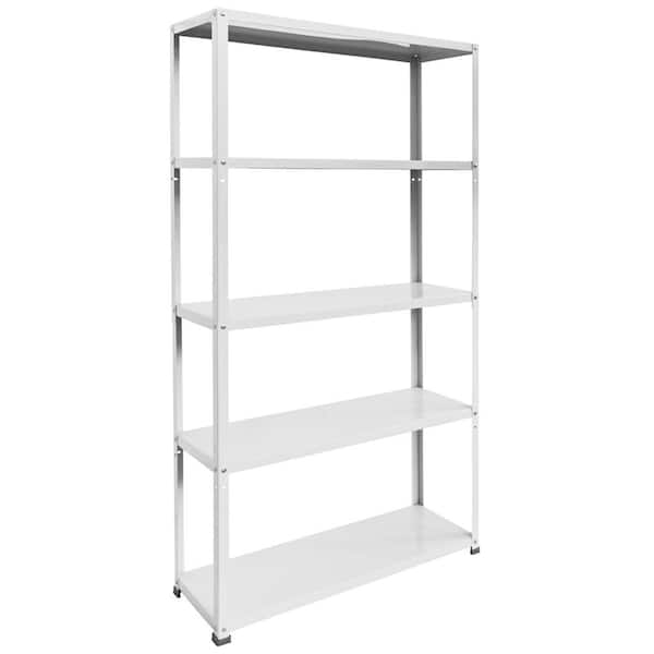 AR SHELVING 5-Tier Powder-Coated Metal Decorative Household Storage Shelving Unit in White (36 in. W x 69 in. H x 12 in. D)
