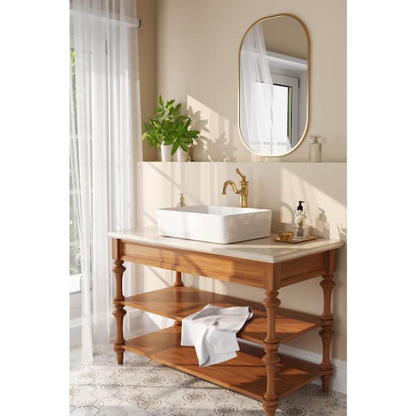 19 in. L x 15 in. W Rectangular Bathroom Ceramic Vessel Sink Art Basin in White