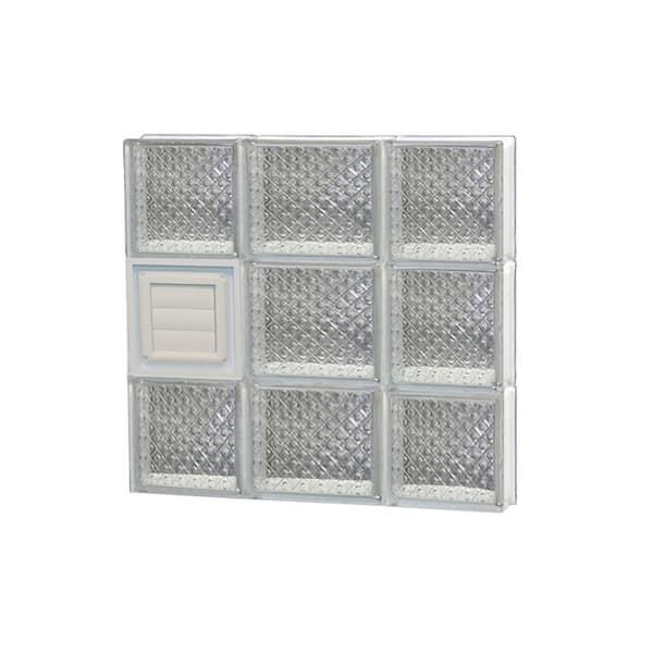 Clearly Secure 19.25 in. x 17.25 in. x 3.125 in. Frameless Diamond Pattern Glass Block Window with Dryer Vent