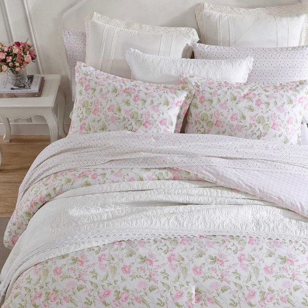 Laura Ashley Morning Gloria 3-Piece Pretty Pink/Green 100% Cotton