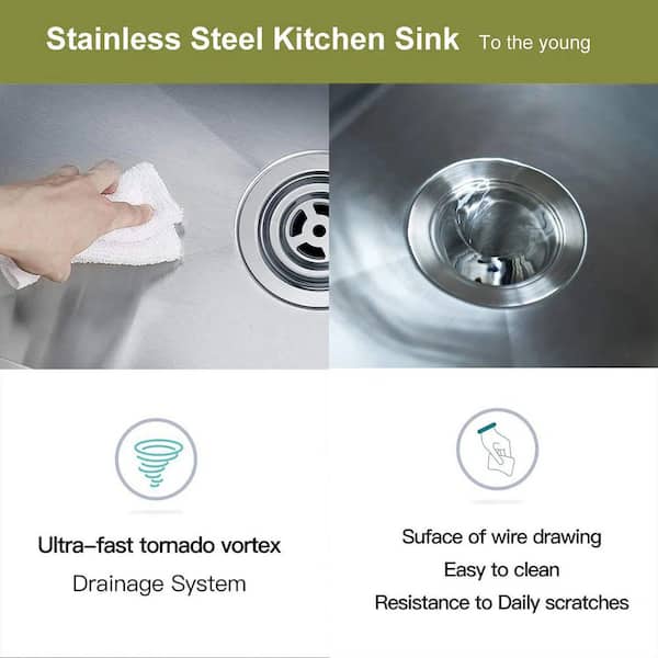 17 x 19 in. Undermount Single Bowl 16 Gauge Brushed Nickel Stainless Steel Kitchen Sink with Strainer and Bottom Grids