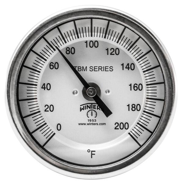 Winters Instruments TBM Series 3 in. Dial Thermometer with Bottom Connection and 2.5 in. Stem with Temperature Range of 0-200 Degrees F