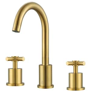 Prima 3 8 in. Widespread 2-Handle Bathroom Faucet in Brushed Titanium Gold