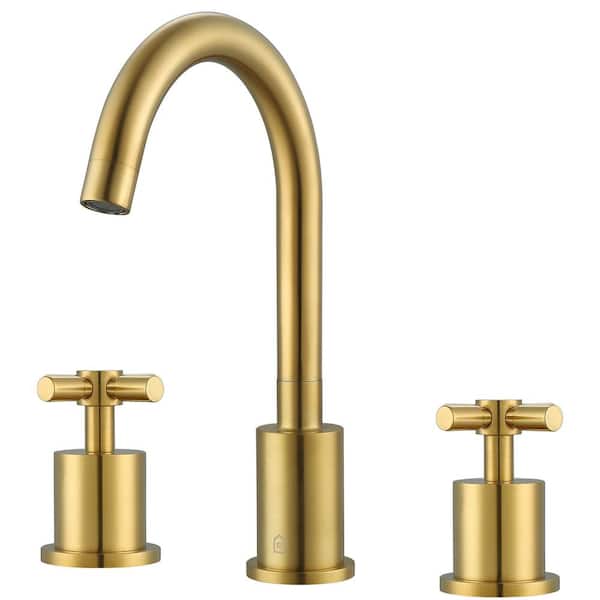 Ancona Prima 3 8 in. Widespread 2-Handle Bathroom Faucet in Brushed Titanium Gold