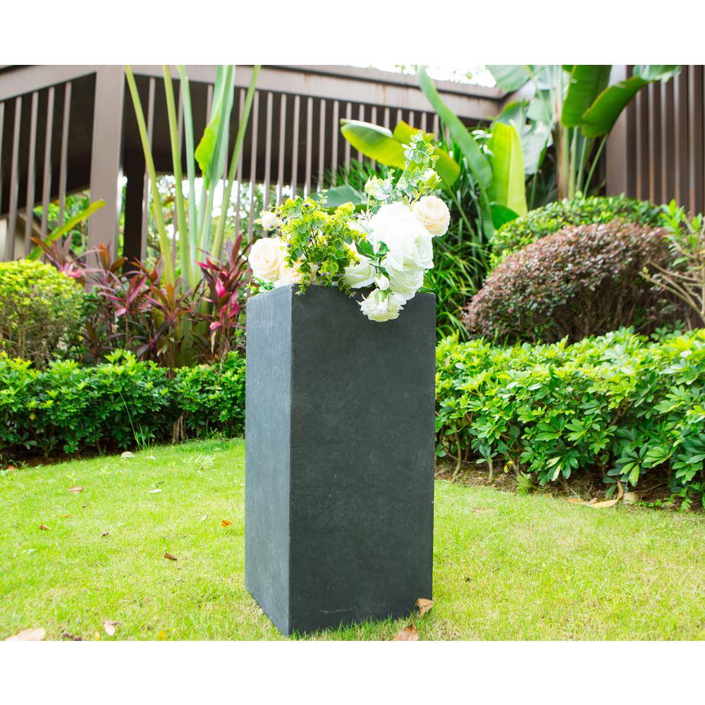 Kante 24" Tall Charcoal Lightweight Concrete Rectangular Planter