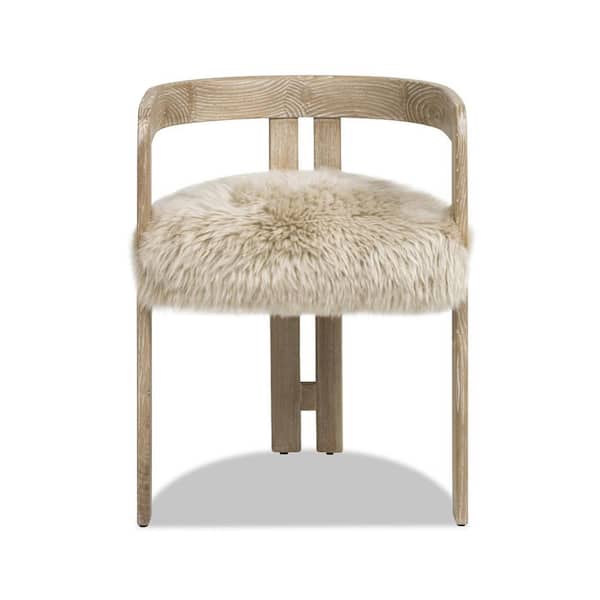 Millwick 21 in. Low Back Genuine Fur Dining Chair in Natural Blonde Genuine Fur