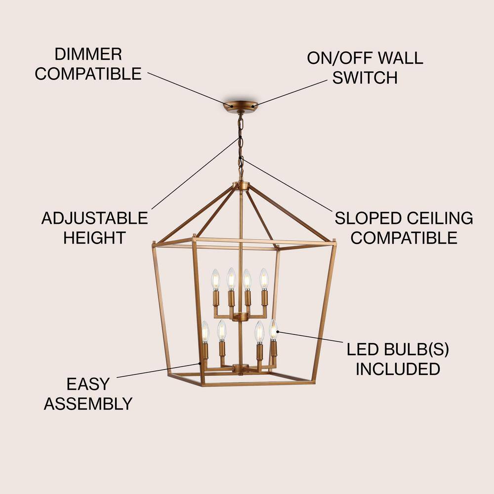 Pagoda 20" Antique Gold Farmhouse LED Lantern Pendant