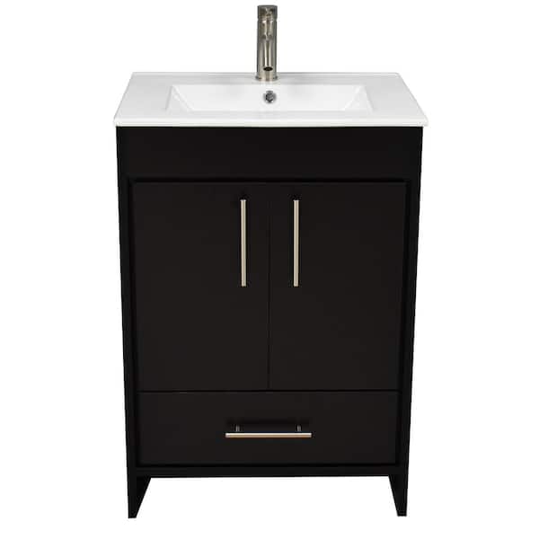 Volpa Pacific 30 In X 18 D Bath, 30 White Vanity With Black Top