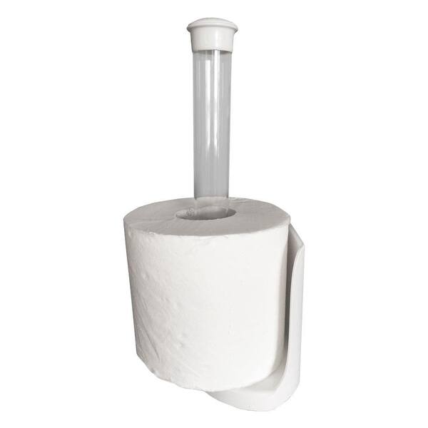 Unbranded Behind the Door Spare Toilet Paper Storage Holder in White/Clear Plastic