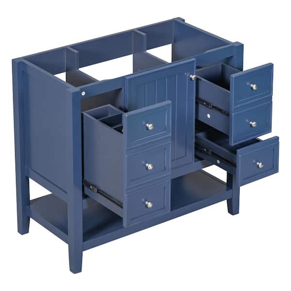 35.5 in. W x 18 in. D Bath Vanity Cabinet without Top in Blue with Door and Drawers