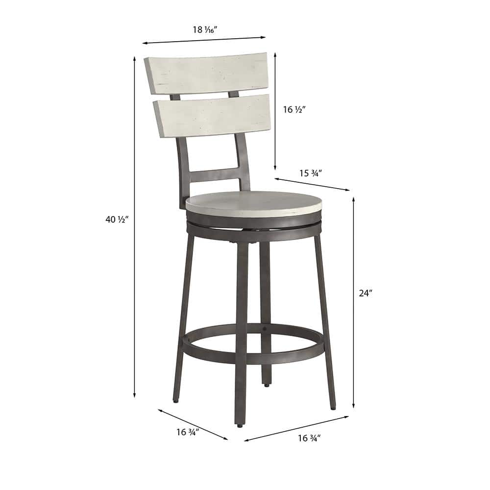 Colson 24" Distressed White and Gray Swivel Counter Stool