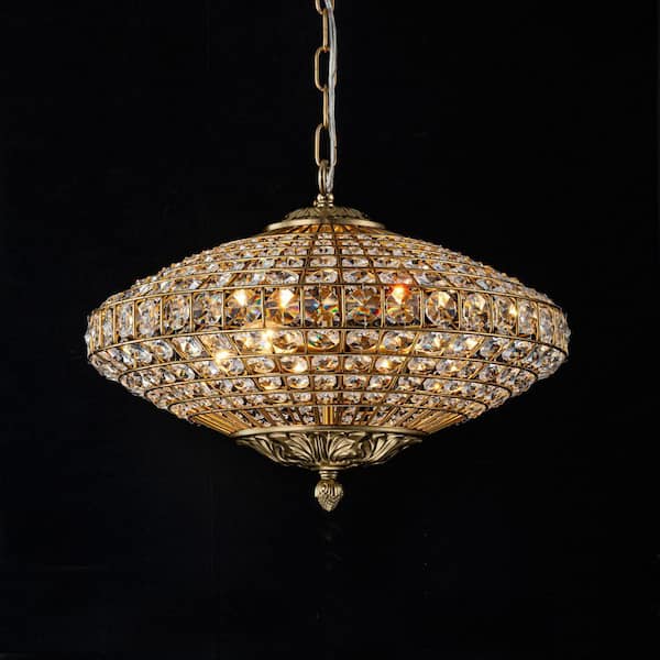 Allenglade 17.7 in. 4-Light Antique Brass-A Chandelier with Crystal Accents