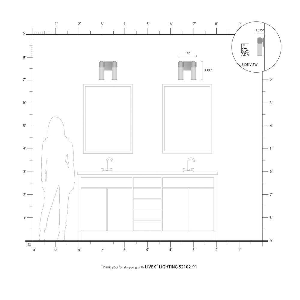 Weston Brushed Nickel 2-Light Vanity with Satin Opal Glass