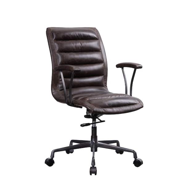 Acme Furniture Zooey Distress Chocolate Top Grain Leather Executive Office Chair