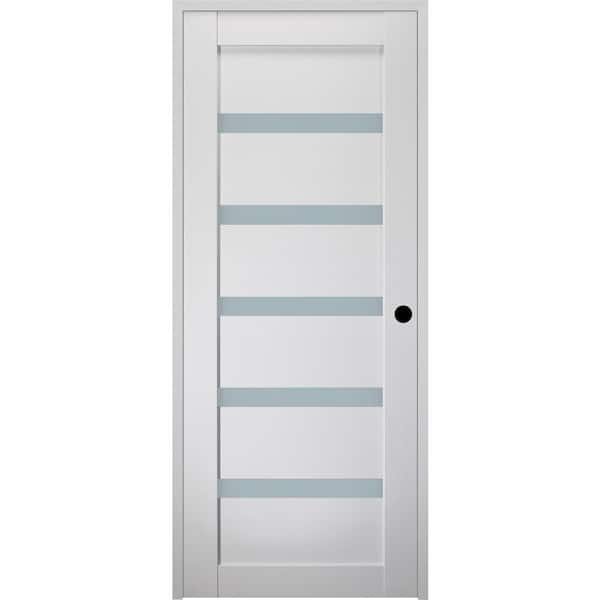 Belldinni 18 in. x 84 in. Leora Left-Hand Solid Core 6-Lite Frosted Glass Bianco Noble Wood Composite Single Prehung Interior Door